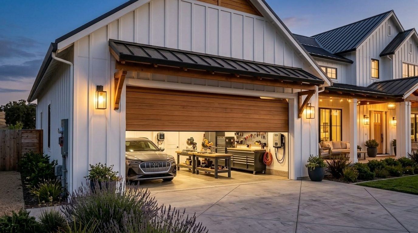 Stevens Garage Door Services Overhead Garage Door Gliding Open in Santa Monica, CA